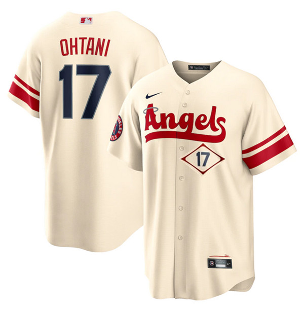 Men's Los Angeles Angels #17 Shohei Ohtani 2022 Cream City Connect Cool Base Stitched Jersey