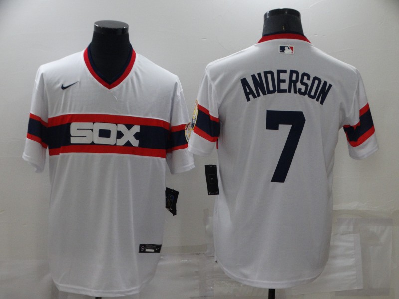 Men's Chicago White Sox #7 Tim Anderson Throwback Cool Base Stitched Jersey
