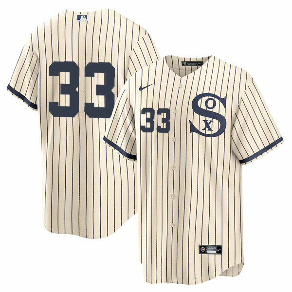 Men's Chicago White Sox #33 Lance Lynn 2021 Cream/Navy Field of Dreams Cool Base Stitched Jersey