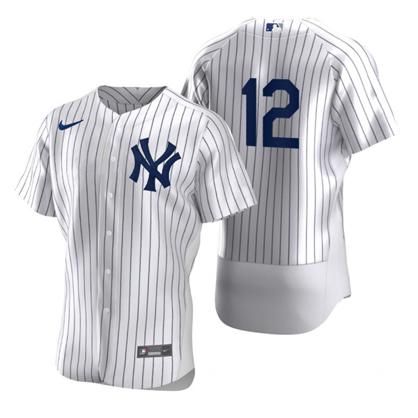 Men's New York Yankees #12 Isiah Kiner-Falefa White Flex Base Stitched Jersey