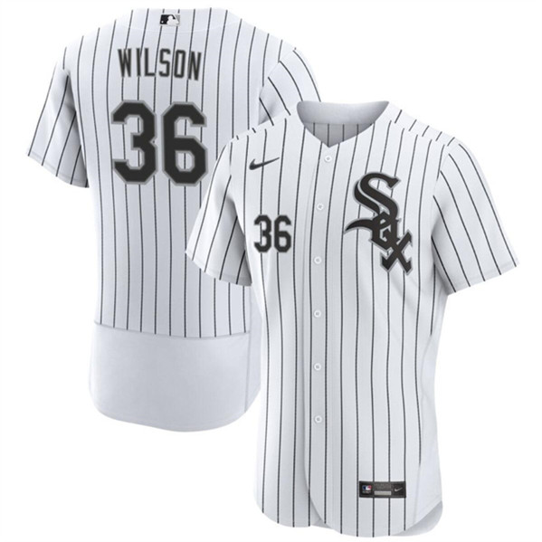 Men's Chicago White Sox #36 Steven Wilson White Flex Base Baseball Stitched Jersey