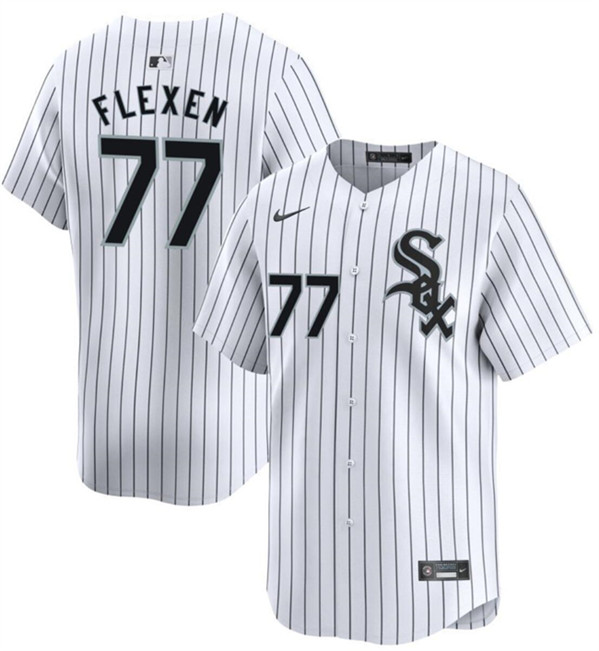 Men's Chicago White Sox #77 Chris Flexen White Home Limited Baseball Stitched Jersey
