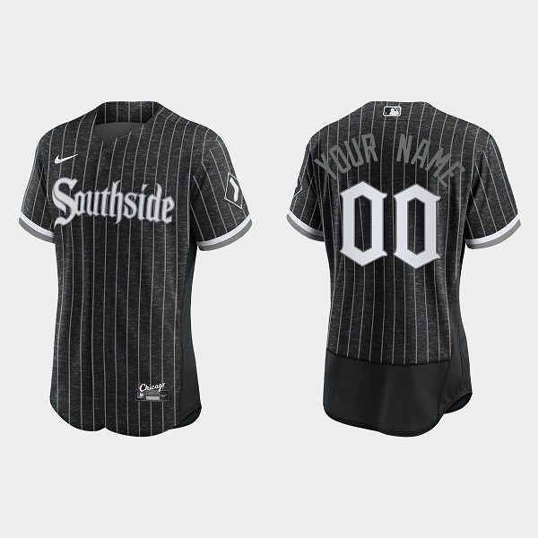 Men's Chicago White Sox Customized Black 2021 City Connect Replica Flex Base Stitched MLB Jersey
