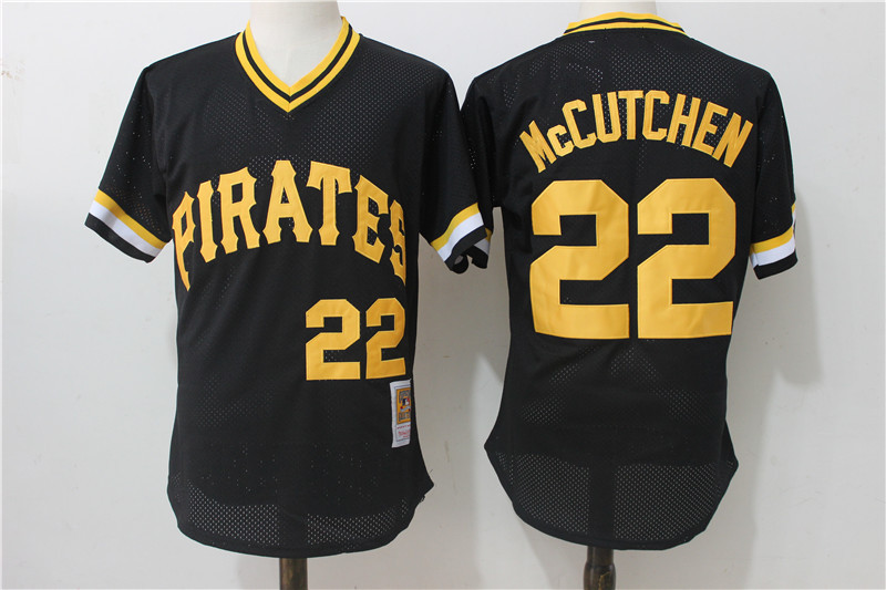 Men's Pittsburgh Pirates #22 Andrew McCutchen Mitchell & Ness Black 1982 Authentic Cooperstown Collection Mesh Batting Practice Stitched MLB Jersey