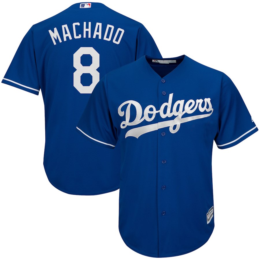 Men's Los Angeles Dodgers #8 Manny Machado Blue Cool Base Stitched MLB Jersey