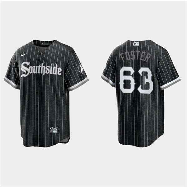 Men's Chicago White Sox #63 Matt Foster Black 2021 City Connect Cool Base Stitched MLB Jersey