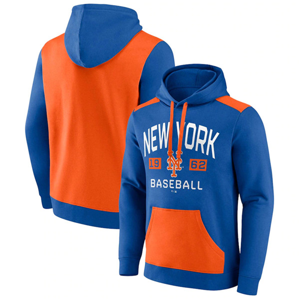 Men's New York Mets Royal/Orange Chip In Pullover Hoodie