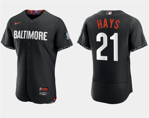Men's Baltimore Orioles #21 Austin Hays Black 2023 City Connect Flex Base Stitched Baseball Jersey