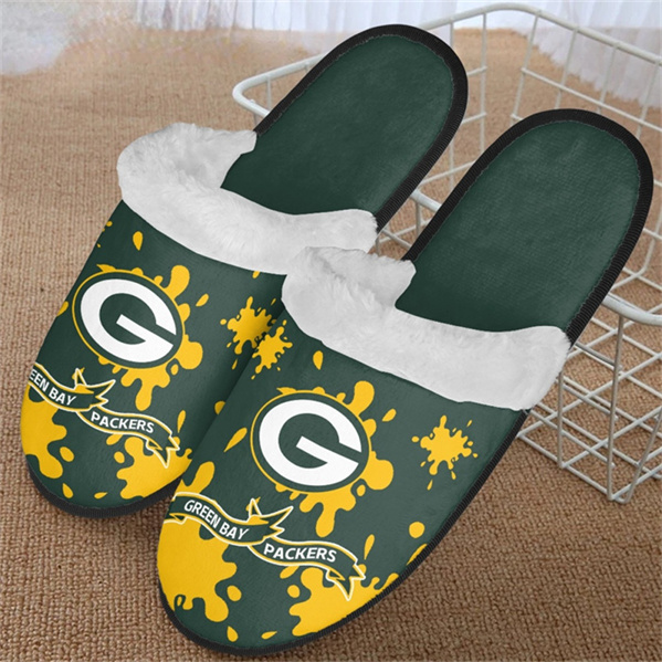 Men's Green Bay Packers Team Logo Staycation Slippers/Shoes(Pls check description for details) 001