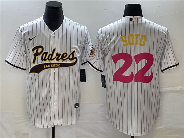 Men's San Diego Padres #22 Juan Soto White Cool Base Stitched Baseball Jersey