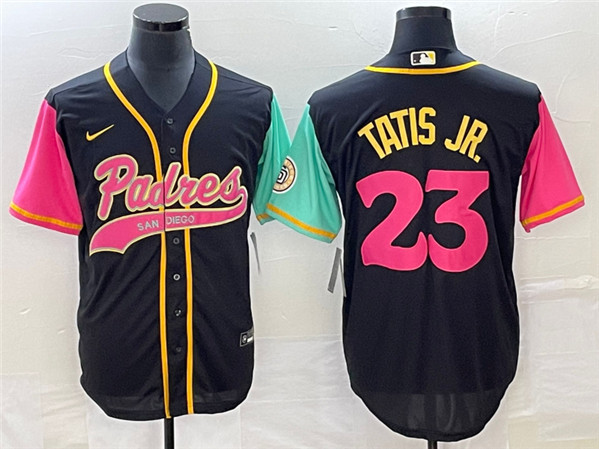 Men's San Diego Padres #23 Fernando Tatis Jr. Black Cool Base Stitched Baseball Jersey