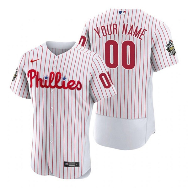 Men's Philadelphia Phillies White Customized 2022 World Series Cool Base Stitched Baseball Jersey