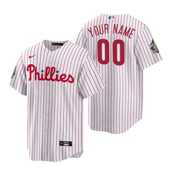 Men's Philadelphia Phillies Customized White 2022 World Series Cool Base Stitched Baseball Jersey