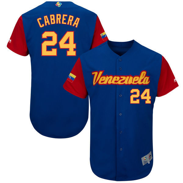Men's Venezuela Baseball #24 Miguel Cabrera Blue 2017 World Baseball Classic Stitched MLB Jersey