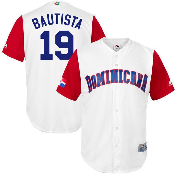 Men's Dominican Republic Baseball #19 Jose Bautista White 2017 World Baseball Classic Stitched WBC Jersey