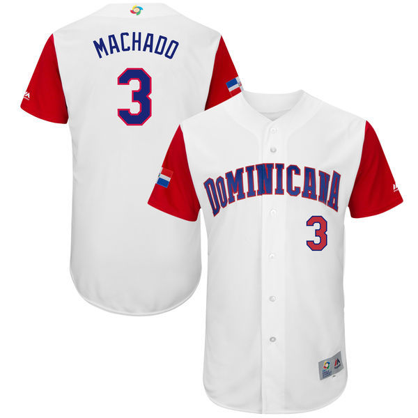 Men's Dominican Republic Baseball #3 Manny Machado White 2017 World Baseball Classic Stitched WBC Jersey