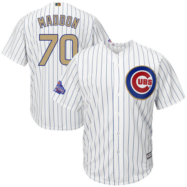 Men's Chicago Cubs #70 Joe Maddon Majestic White 2017 Gold Program Cool Base Player Stitched MLB Jersey