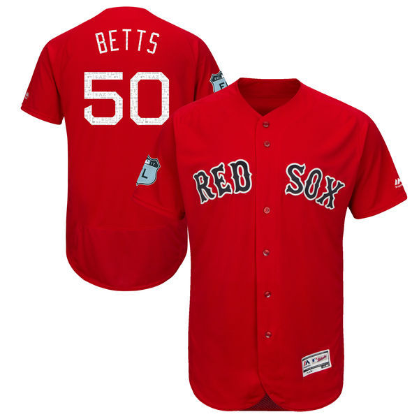 Men's Boston Red Sox #50 Mookie Betts Majestic Scarlet 2017 Spring Training Authentic Flex Base Player Stitched MLB Jersey