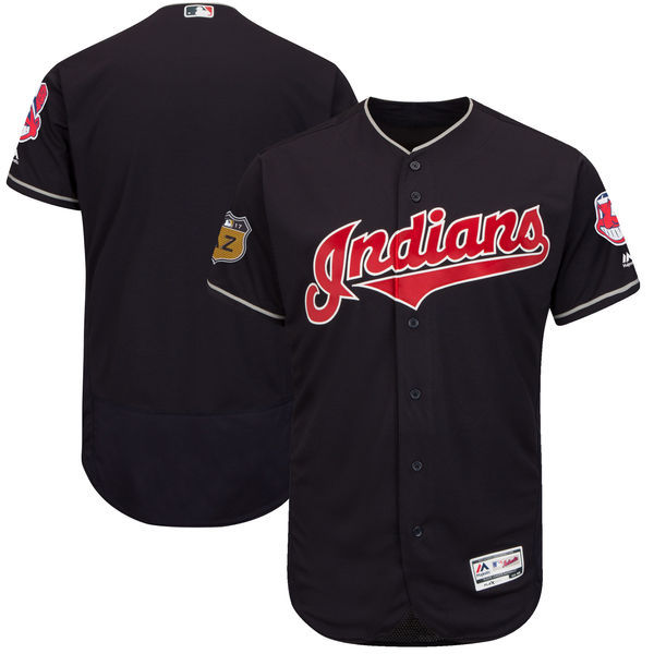 Men's Cleveland Indians Majestic Navy 2017 Spring Training Authentic Flex Base Team Stitched MLB Jersey