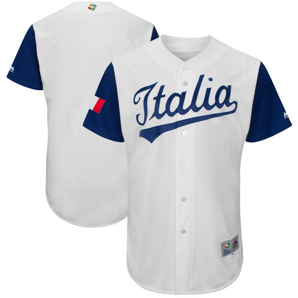 Men's Italy Baseball Majestic White 2017 World Baseball Classic Team Stitched WBC Jersey