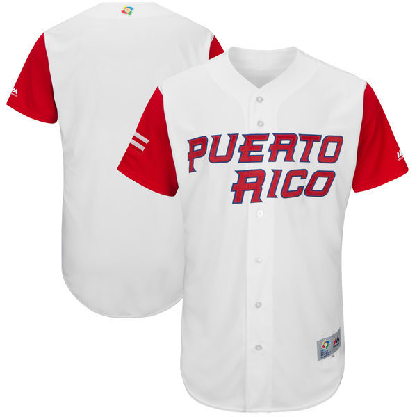 Men's Puerto Rico Baseball Majestic White 2017 World Baseball Classic Team Stitched WBC Jersey