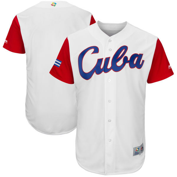 Men's Cuba Baseball Majestic White 2017 World Baseball Classic Team Stitched WBC Jersey