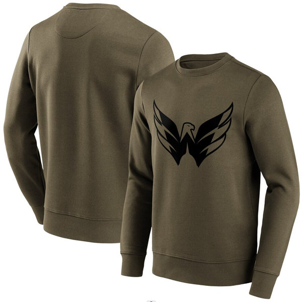 Men's Washington Capitals Khaki Iconic Preferred Logo Graphic Crew Sweatshirt