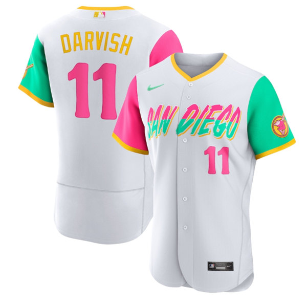 Men's San Diego Padres #11 Yu Darvish White 2022 City Connect Flex Base Stitched Baseball Jersey