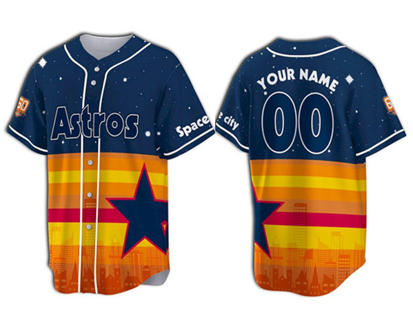 Men's Houston Astros Customized Rainbow Stitched Baseball Jersey