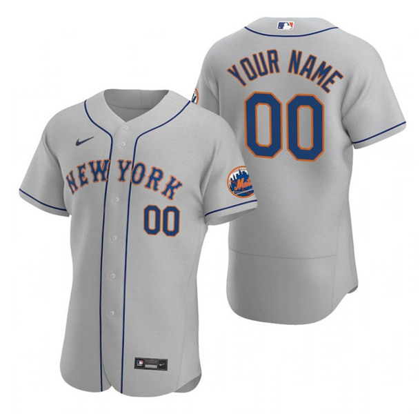 Men's New York Mets ACTIVE PLAYER Custom Gray Road Patch 2020 Stitched MLB Jersey