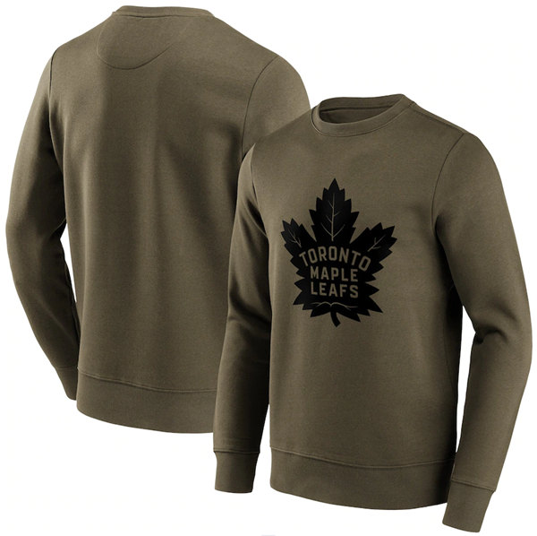 Men's Toronto Maple Leafs Khaki Iconic Preferred Logo Graphic Crew Sweatshirt
