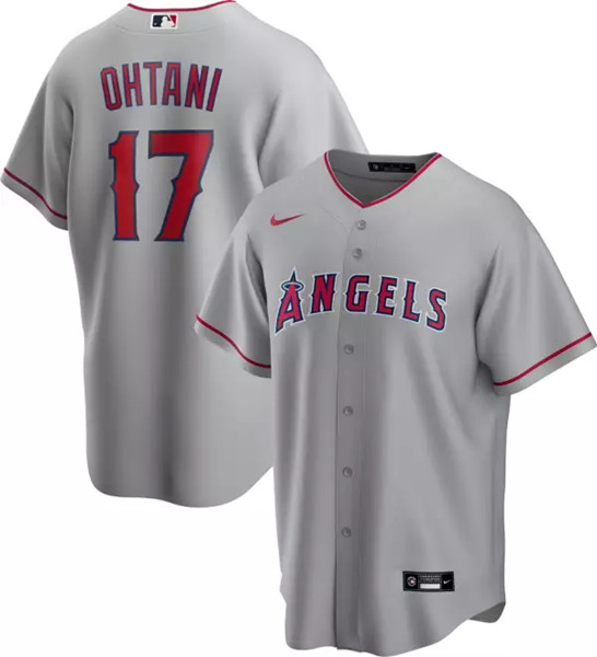 Men's Los Angeles Angels White #17 Shohei Ohtani Grey Cool Base Stitched MLB Jersey