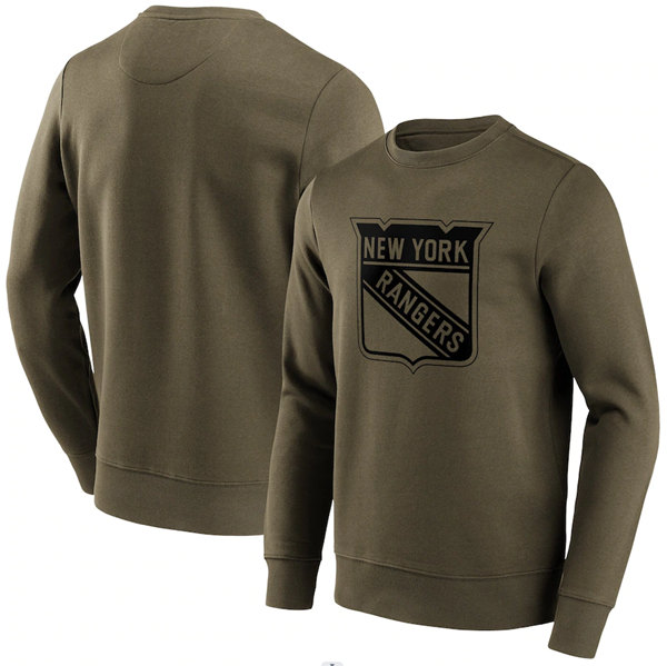Men's New York Rangers Khaki Iconic Preferred Logo Graphic Crew Sweatshirt