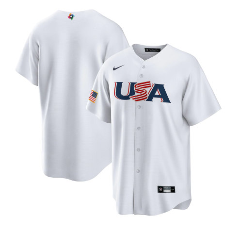Men's USA Baseball Blank 2023 White World Baseball Classic Stitched Jersey