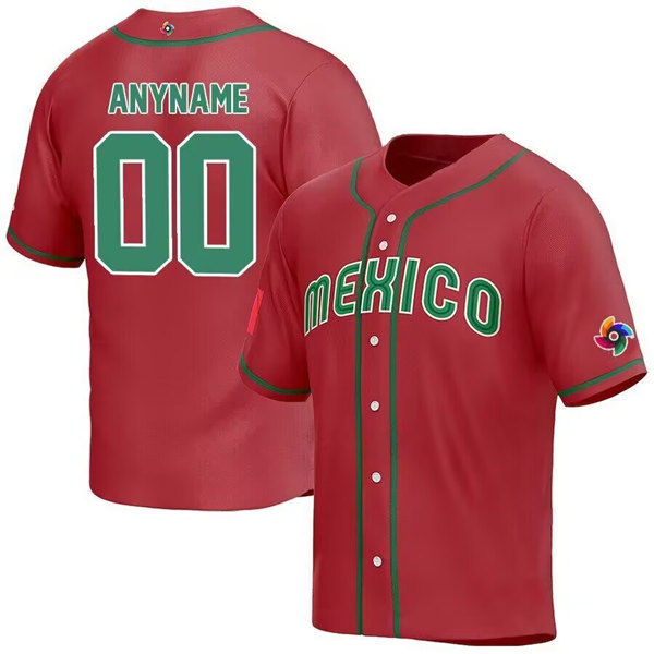 Men's Mexico Baseball ACTIVE PLAYER Custom 2023 Red Stitched Jersey
