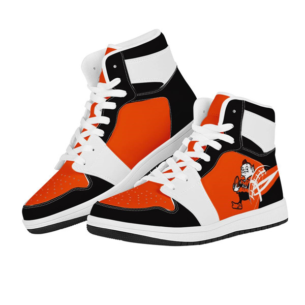 Women's Cleveland Browns AJ High Top Leather Sneakers 002