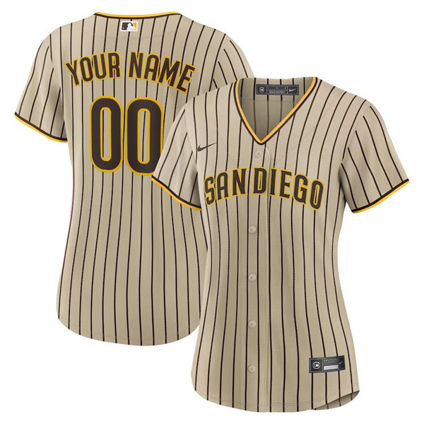 Women's San Diego Padres ACTIVE PLAYER Custom Tan Brown Cool Base Stitched Baseball Jersey