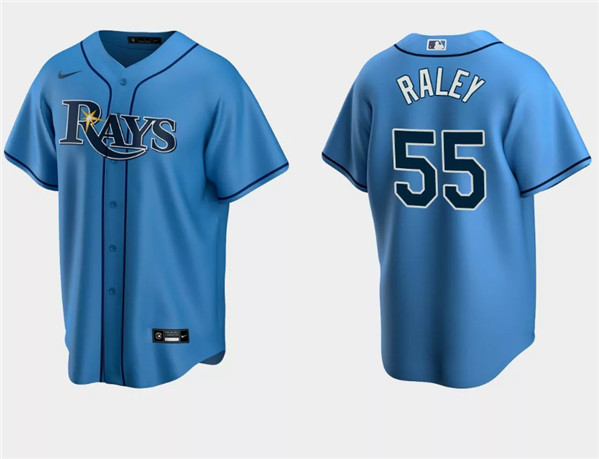 Men's Tampa Bay Rays #55 Luke Raley Light Blue Cool Base Stitched Baseball Jersey