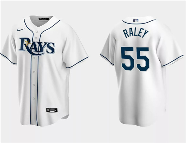 Men's Tampa Bay Rays #55 Luke Raley White Cool Base Stitched Baseball Jersey