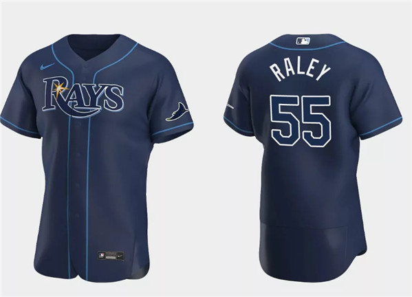 Men's Tampa Bay Rays #55 Luke Raley Navy Flex Base Stitched Jersey