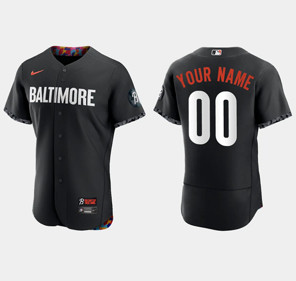 Men's Baltimore Orioles Active Player Custom Black 2023 City Connect Flex Base Stitched Baseball Jersey