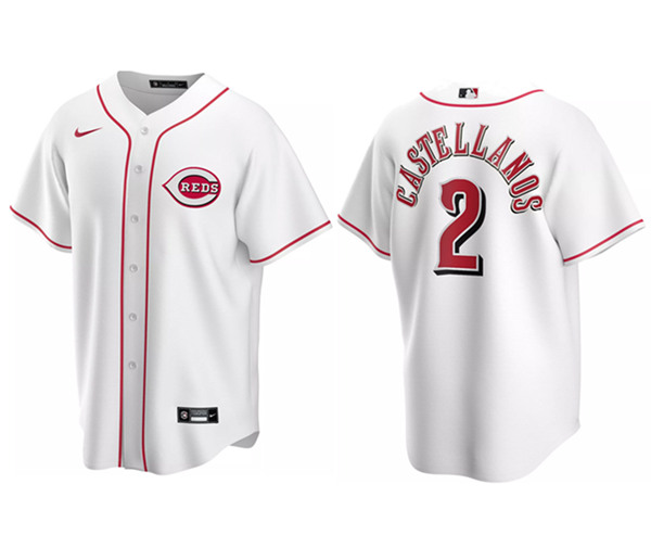 Men's Cincinnati Reds #2 Nick Castellanos Cool Base white Stitched MLB Jersey