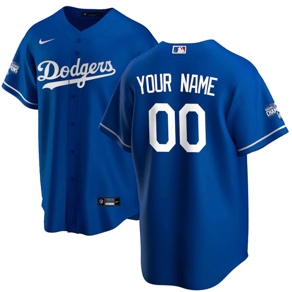Men's Los Angeles Dodgers ACTIVE PLAYER Custom Blue 2020 World Series Champions Home Patch Stitched MLB Jersey