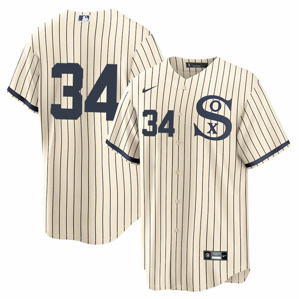 Men's Chicago White Sox #34 Michael Kopech 2021 Cream/Navy Field of Dreams Cool Base Stitched Jersey