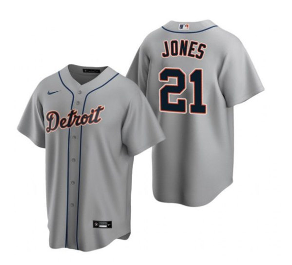 Men's Detroit Tigers #21 Jacoby Jones Gray Cool Base Stitched Jersey