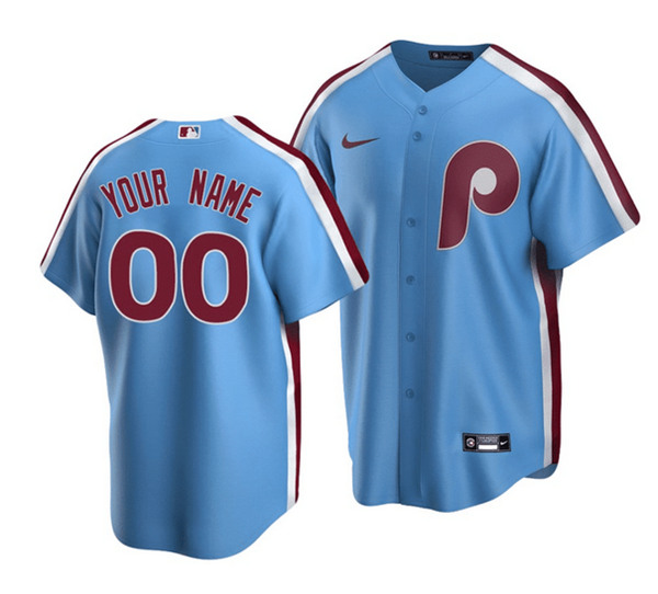 Men's Philadelphia Phillies Customized Light Blue Cool Base Stitched Baseball Jersey