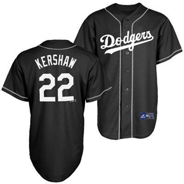 Men's Los Angeles Dodgers #22 Clayton Kershaw Black Cool Base Stitched MLB Jersey