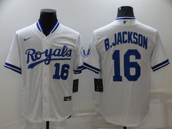 Men's Kansas City Royals #16 Bo Jackson White Cool Base Stitched Jersey