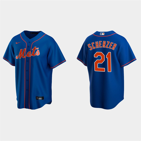 Men's New York Mets #21 Max Scherzer Royal Cool Base Stitched Baseball Jersey