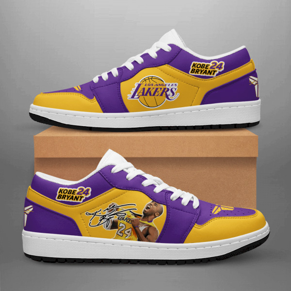 Women's Los Angeles Lakers Low Top Leather Sneakers 001
